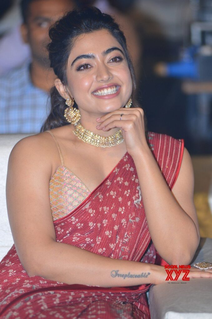 Rashmika Mandanna in Red Saree Hot From Sulthan Movie Pre Release