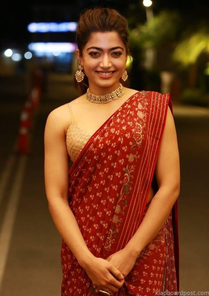 Rashmika Mandanna in Red Saree Hot From Sulthan Movie Pre Release