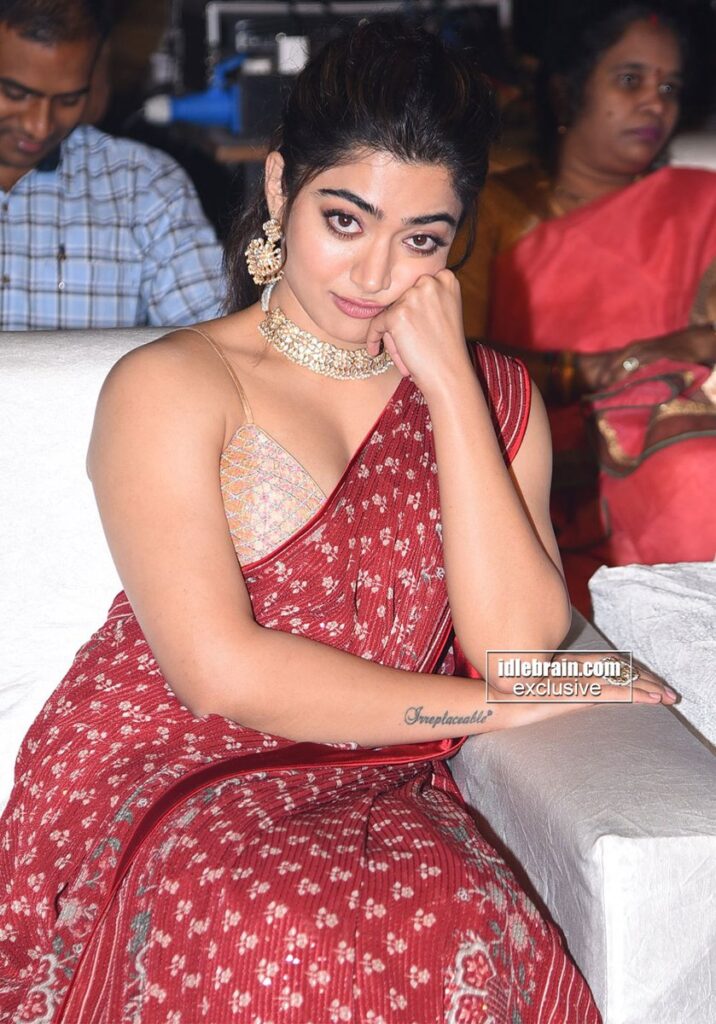 Rashmika Mandanna in Red Saree Hot From Sulthan Movie Pre Release