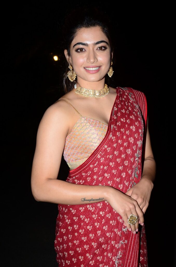 Rashmika Mandanna in Red Saree Hot From Sulthan Movie Pre Release