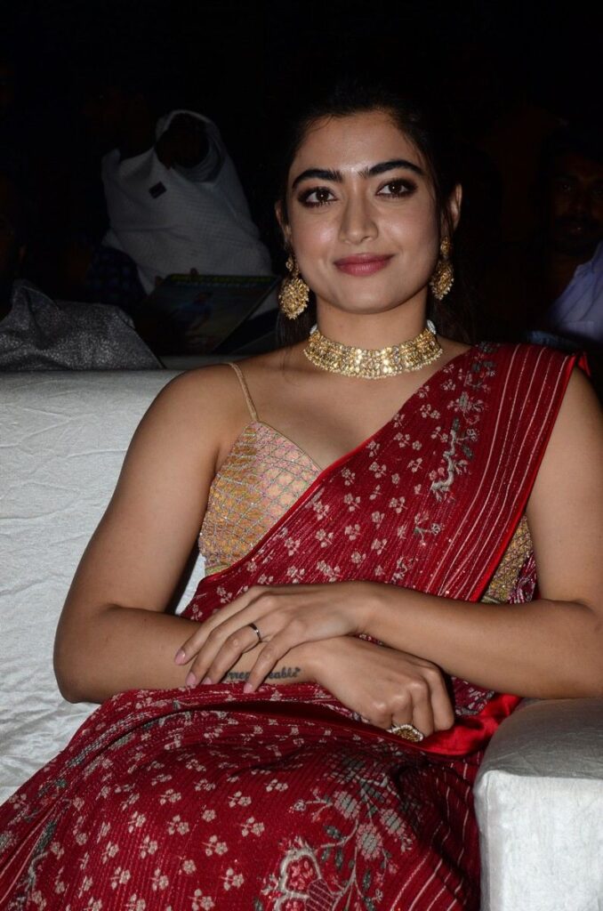 Rashmika Mandanna in Red Saree Hot From Sulthan Movie Pre Release