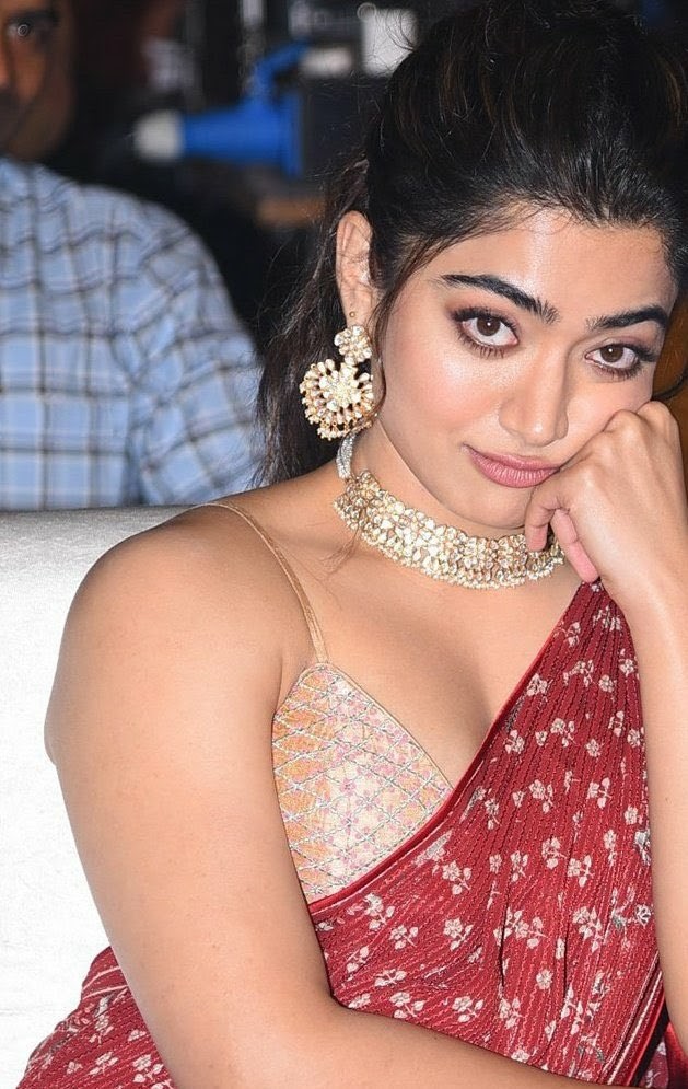 Rashmika Mandanna in Red Saree Hot From Sulthan Movie Pre Release