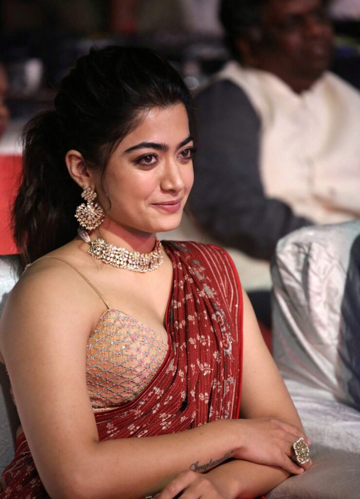 Rashmika Mandanna in Red Saree Hot From Sulthan Movie Pre Release